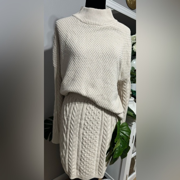 Time and Tru Mock Neck Cable Knit Sweater and Skirt Set, 2-Piece size XL NWT - Picture 7 of 10